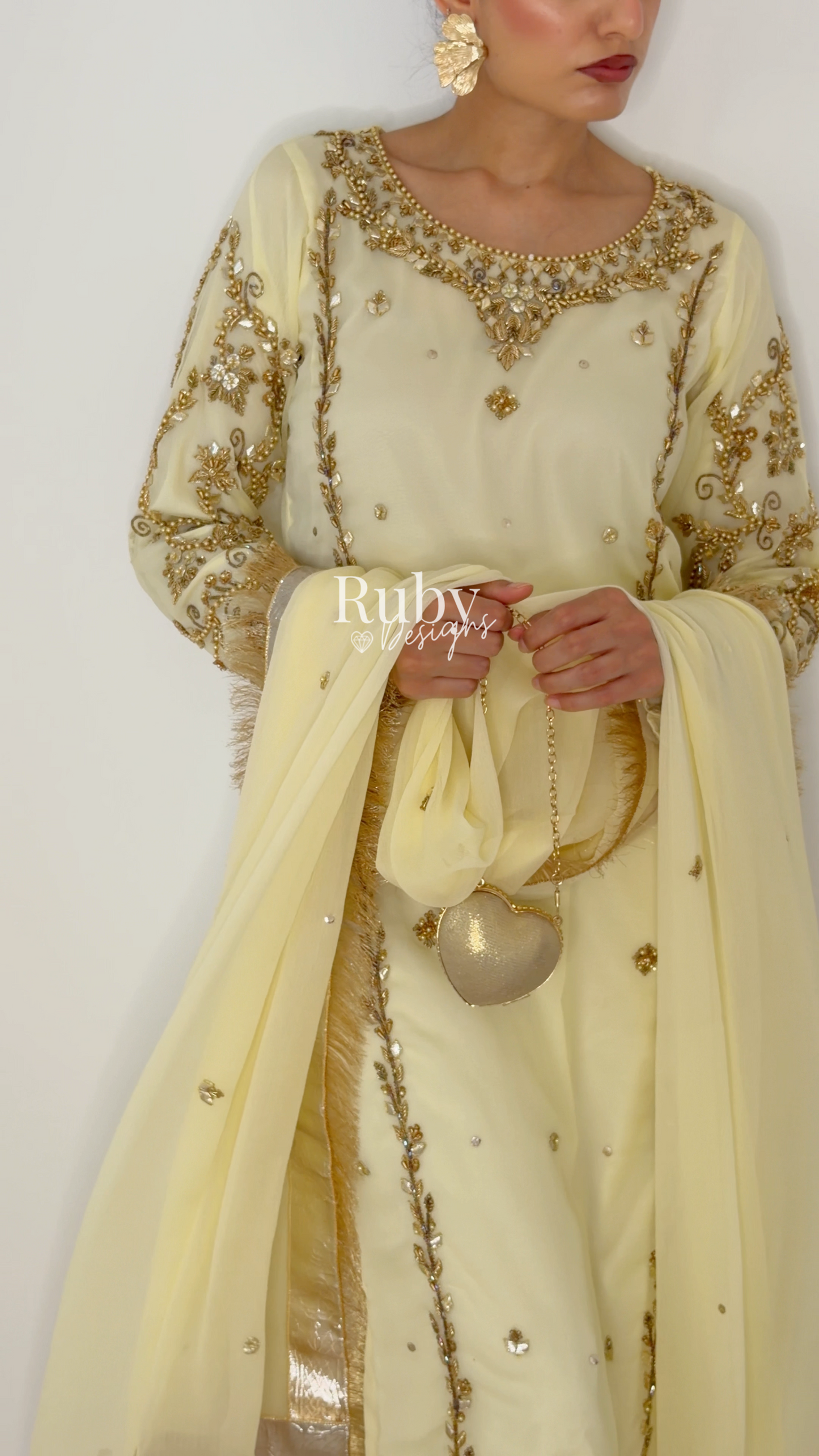 NAYRA Butter Silhouette 2 (Long Shirt) - 3 Piece Chiffon Suit with Trouser