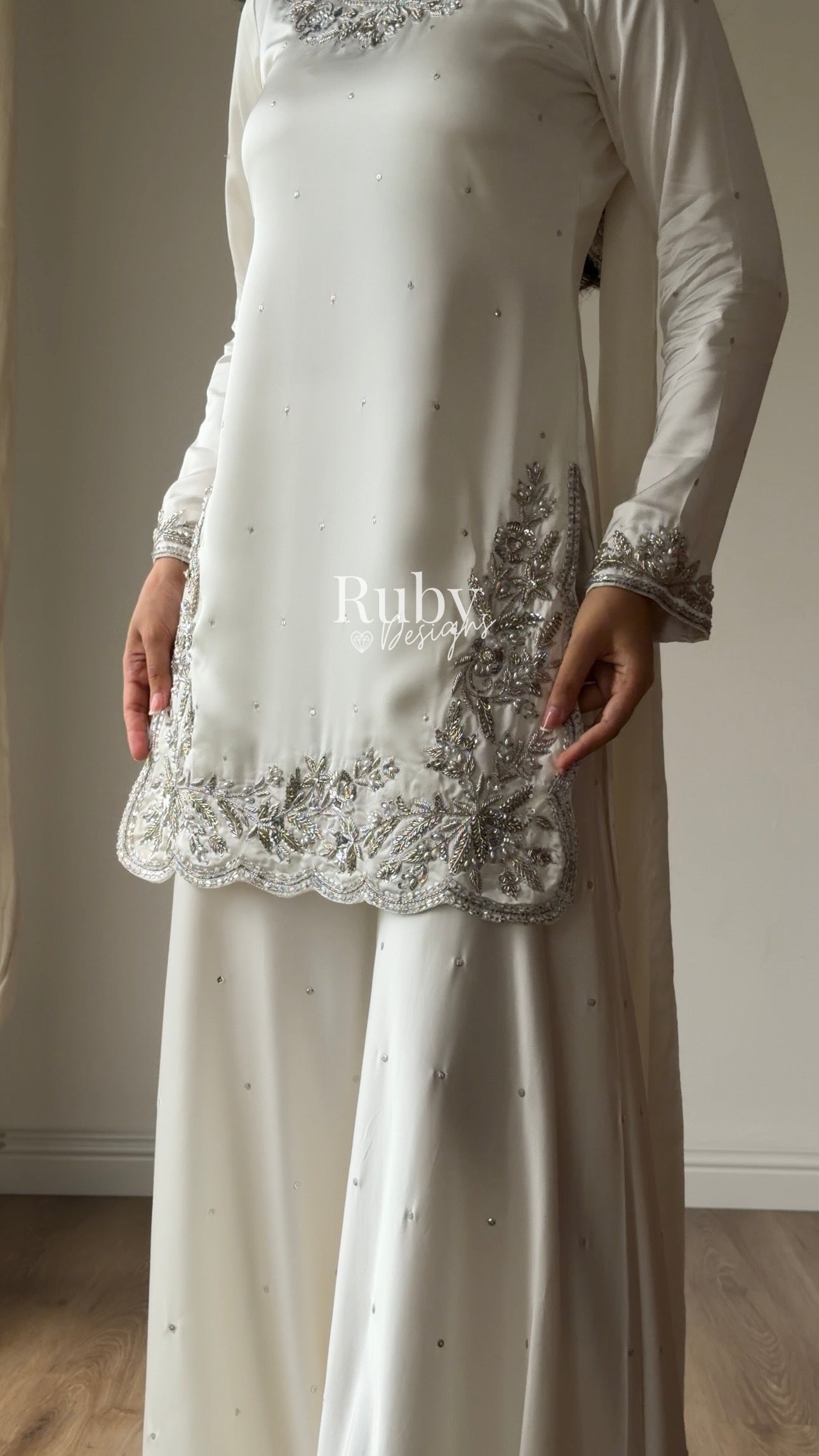 PARISA Pearl - 4 Piece Silk Suit with Matching Potli Bag