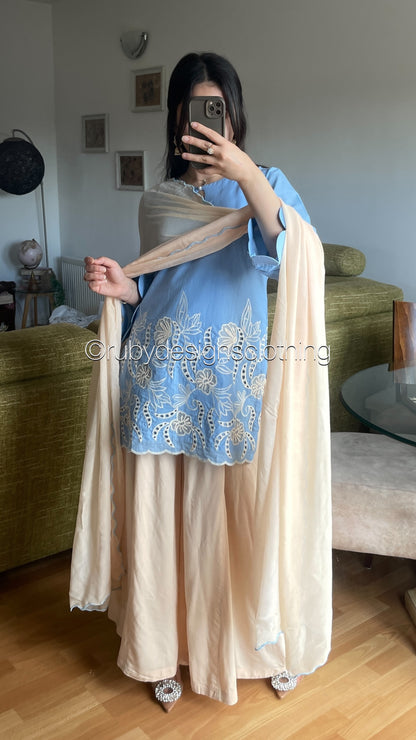 ELIA Sky - 3 Piece Swiss Lawn Suit with Flowy Wide-Leg Pants