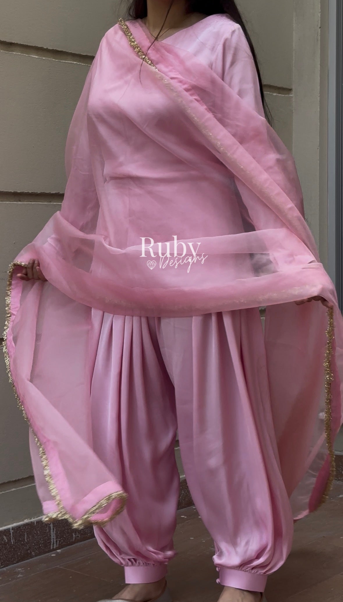 AMELLE Blush - 3 Piece Silk Suit with Balloon Pants