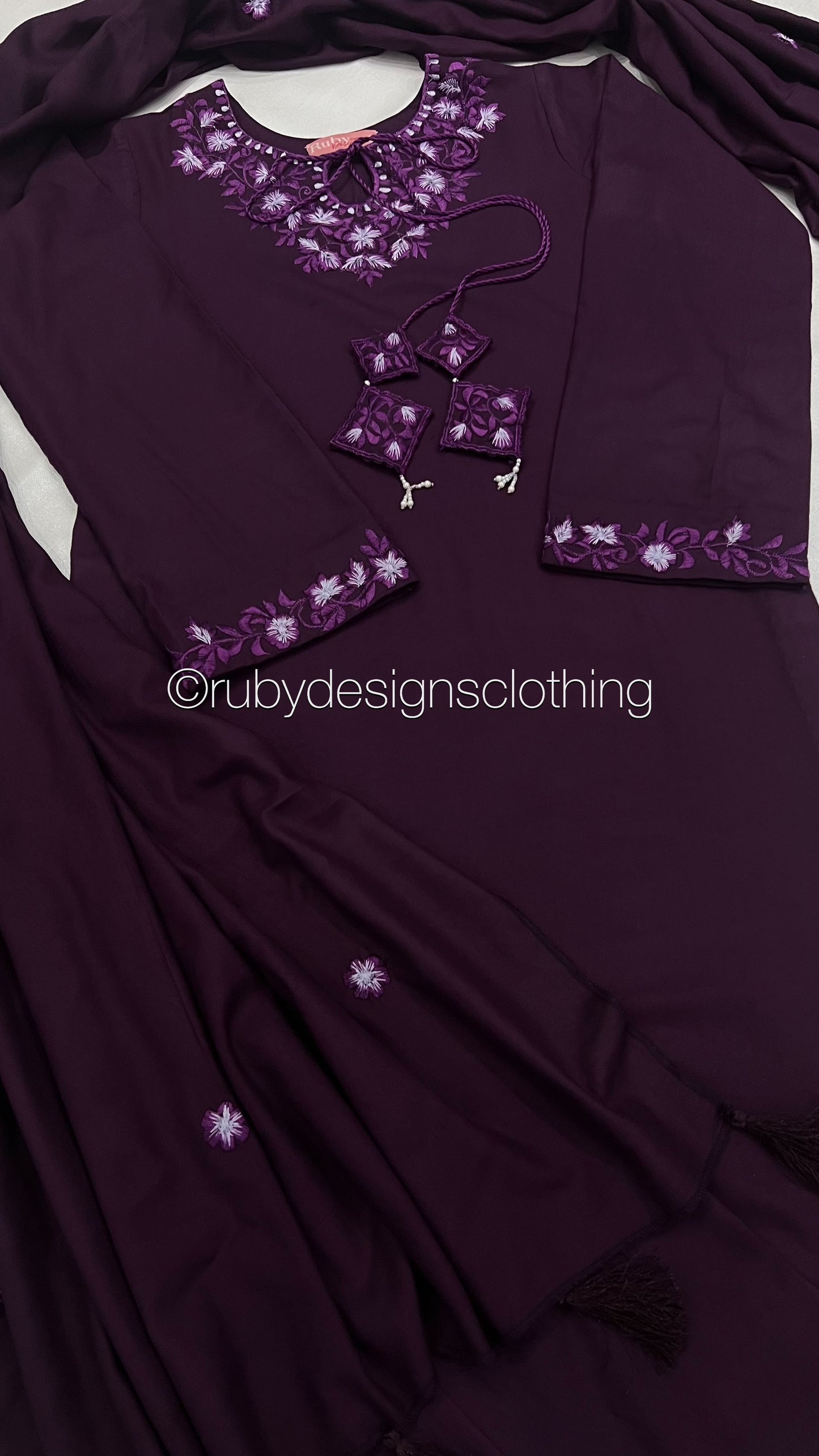 RIMSHA - 3 Piece Deep Purple Marina Suit with Shawl