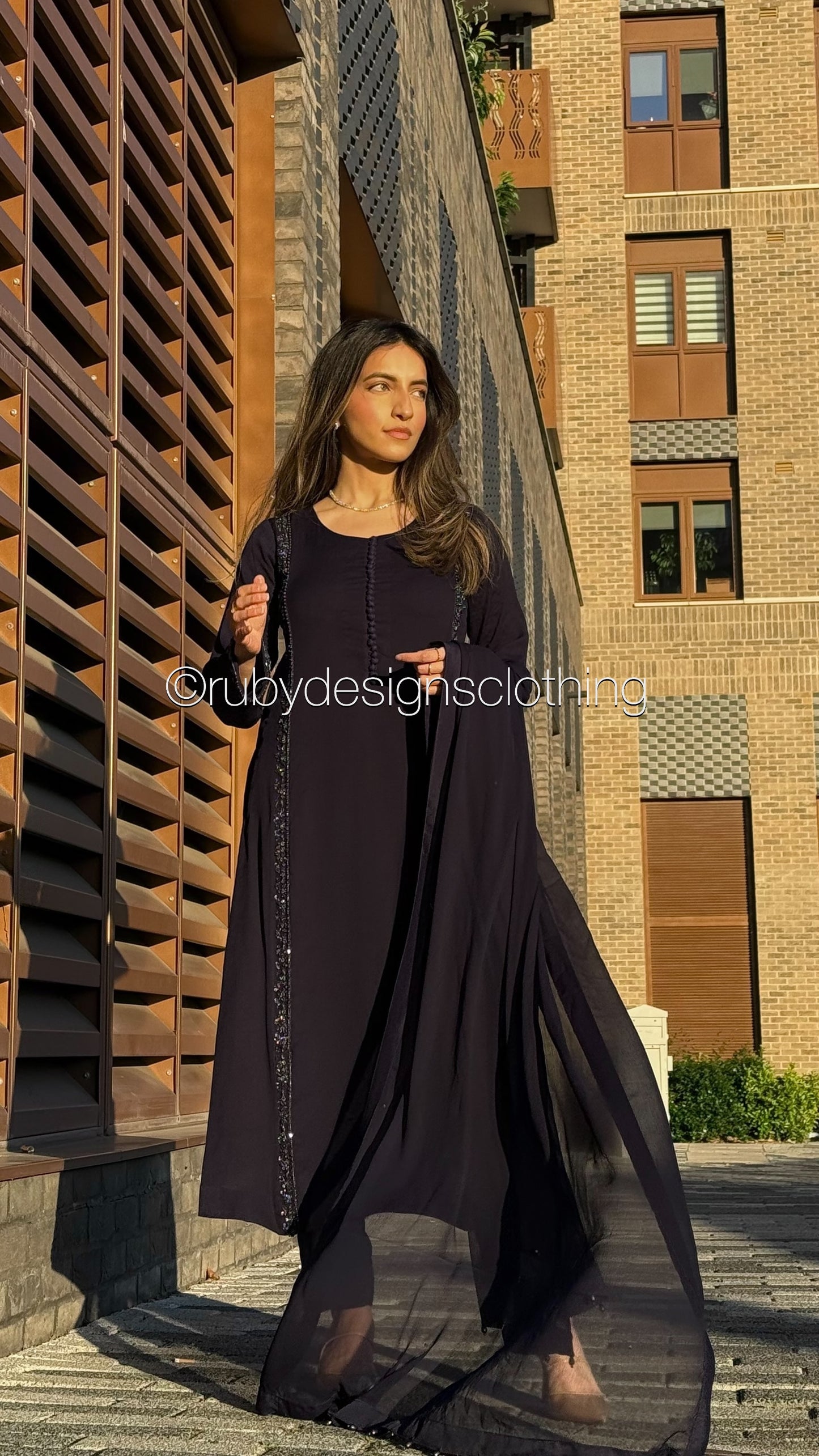 ZYRA Midnight - 3 Piece Chiffon Suit with Trouser