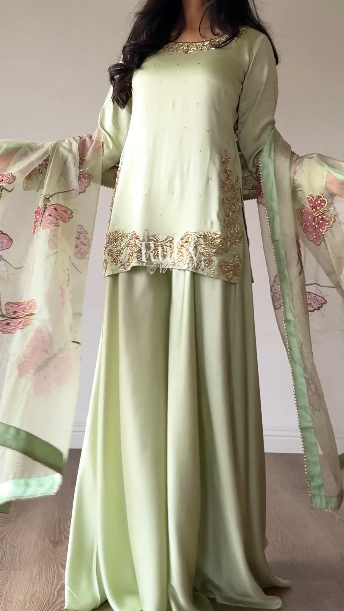 AENA Fern - 4 Piece Silk Suit with Matching Potli Bag