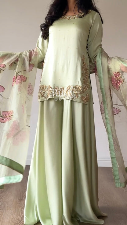 AENA Fern - 4 Piece Silk Suit with Matching Potli Bag
