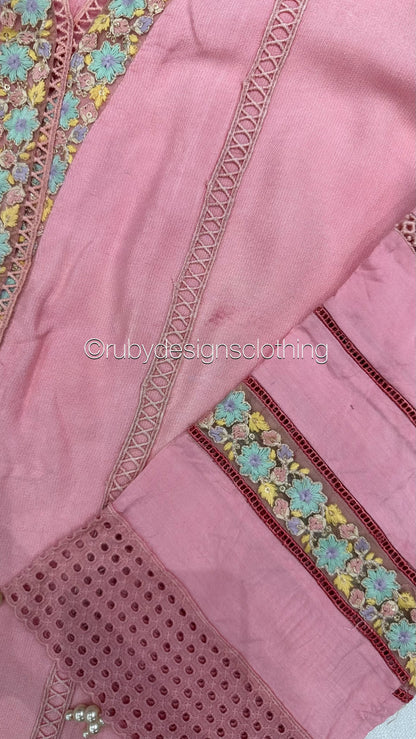 Minor Defect - NISA - 3 Piece Rose Pink Suit with Pearls (8748055134421) (8748070961365)