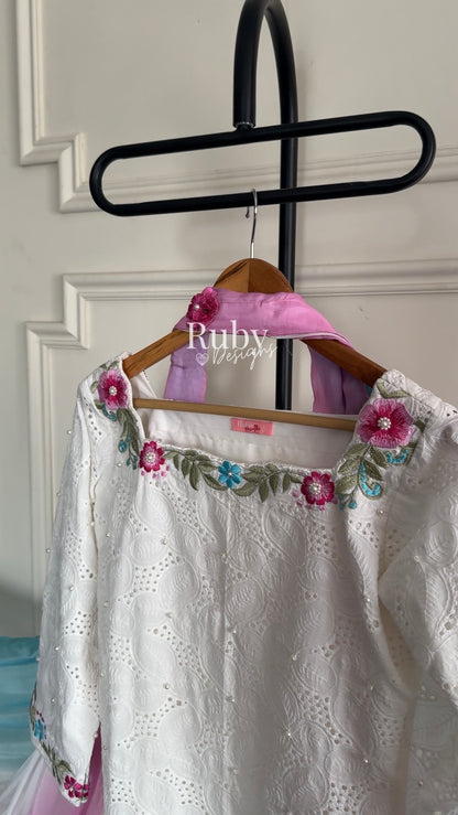 ALIZEH Petal - 3 Piece Chikankari Suit with Ombré Dupatta