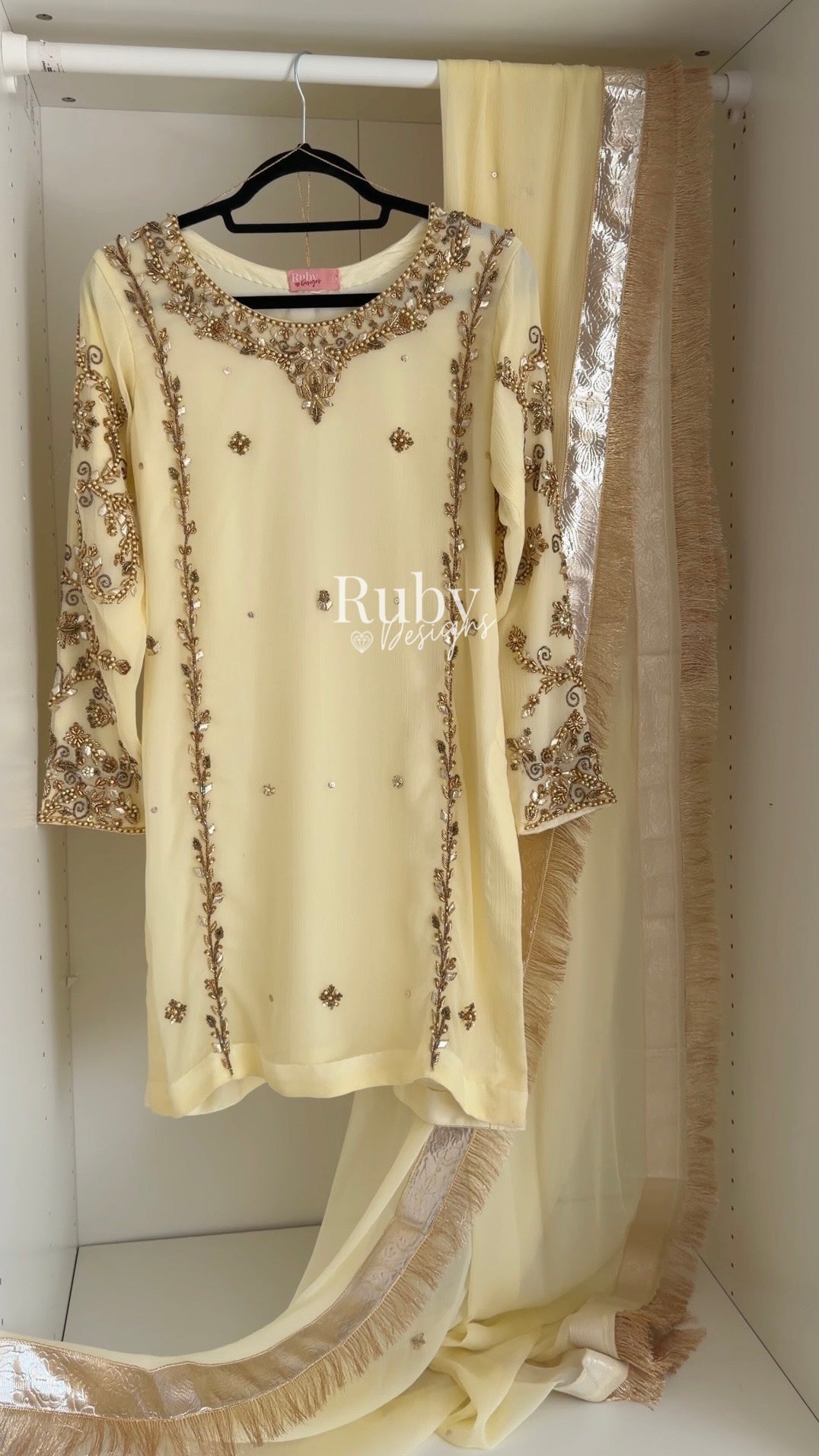 NAYRA Butter Silhouette 3 (Short Shirt) - 3 Piece Chiffon Suit with Shalwar