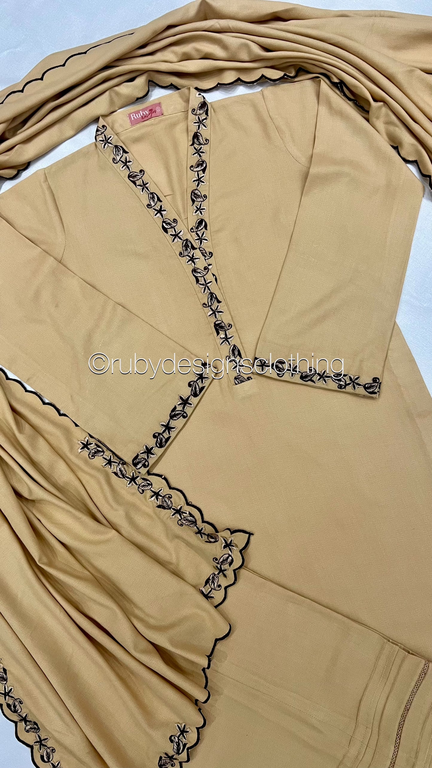 SANIA - 3 Piece Beige Marina Suit with Shawl