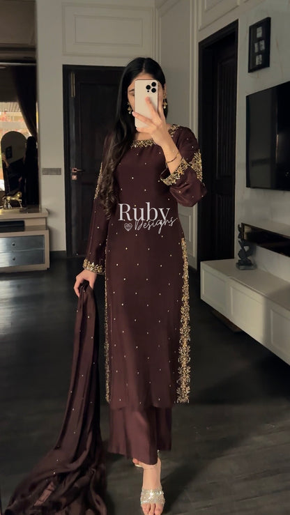 AMANI - 3 Piece Luxury Silk Suit with Handwork