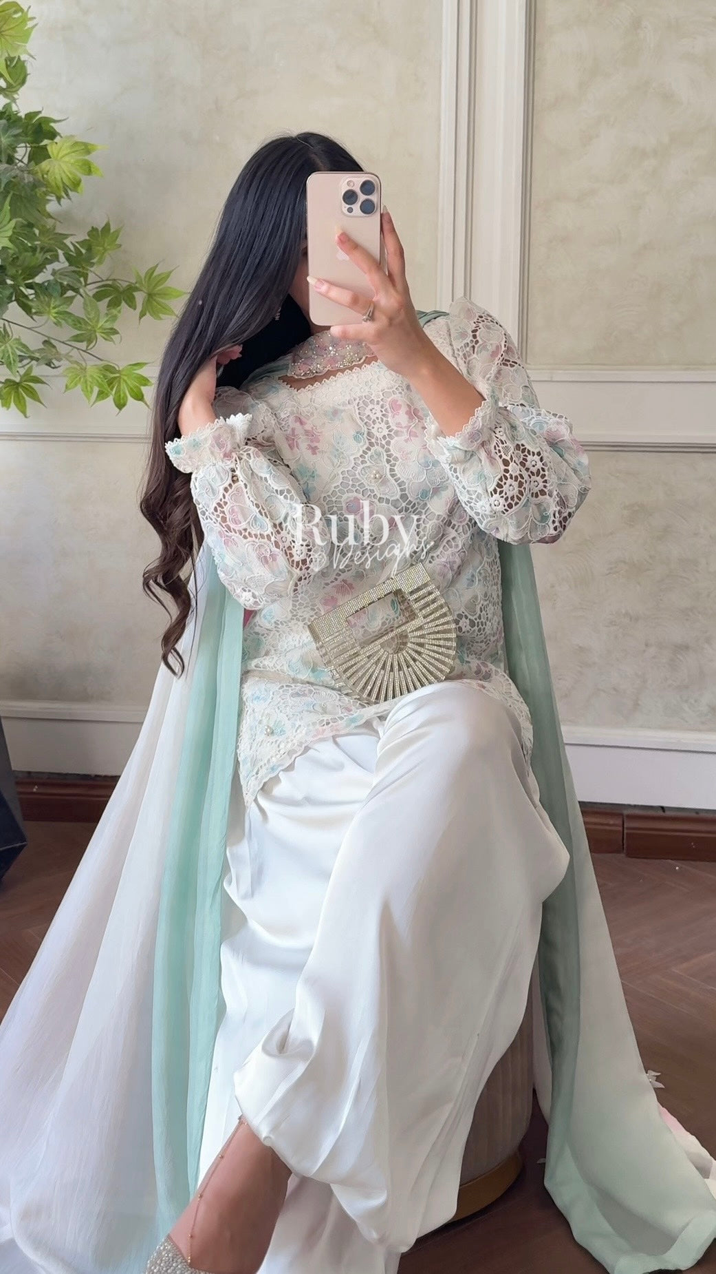 SAIRA Bloom - 3 Piece Cutwork Chikankari Suit with Balloon Trousers