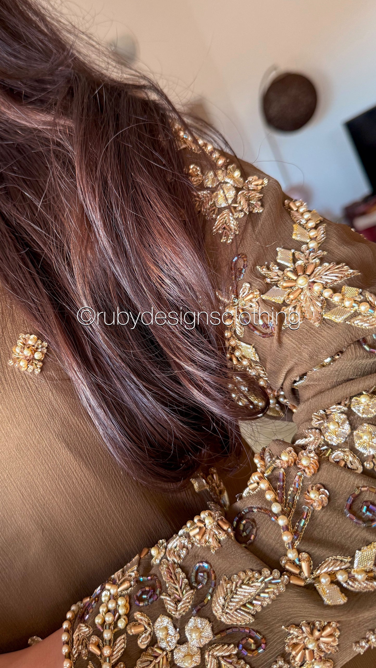 NAYRA Style 2 (Long Shirt) - 3 Piece Khaki Chiffon Suit with Trouser