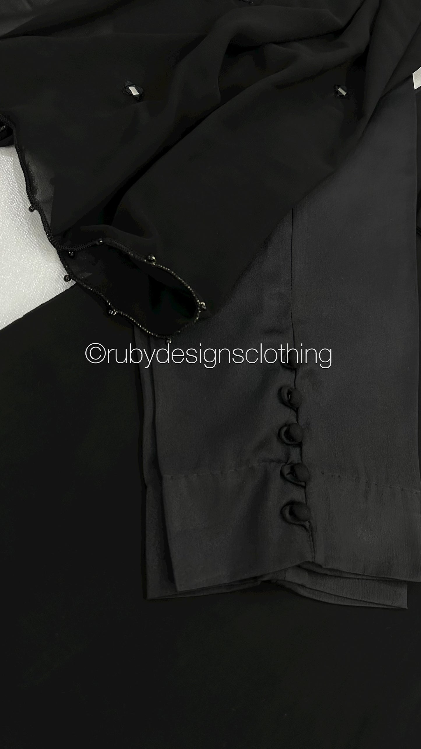 KAYRA Black - 3 Piece Black Chiffon Suit with Split Sleeve