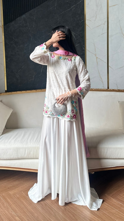 ALIZEH Petal - 3 Piece Chikankari Suit with Ombré Dupatta