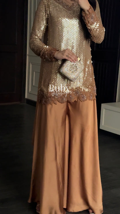 ALARA Mocha - 3 Piece Silk Suit with Choker Dupatta