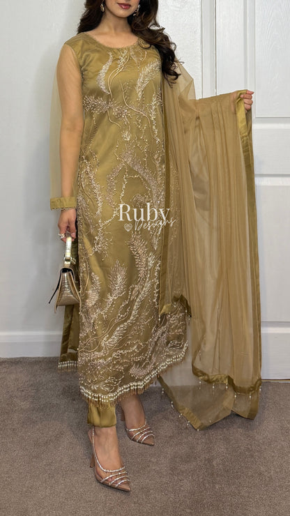 FOZIA - 3 Piece Net Suit with Tassel Detail