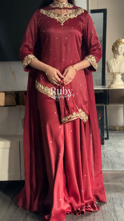 RANI Rouge - 3 Piece Luxury Silk Suit with Matching Bag