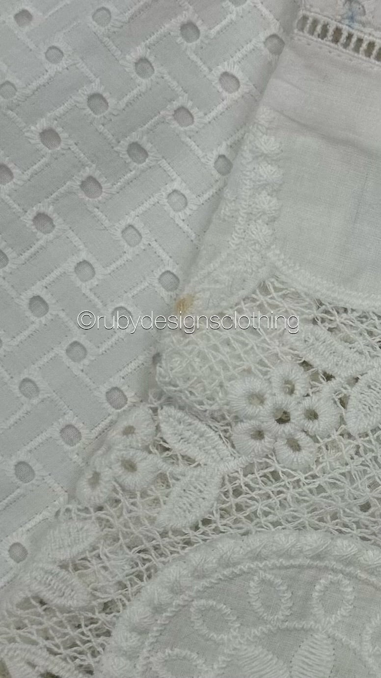 Minor Defect - DANIYA - 3 Piece White Chikankari Suit with Chiffon Dupatta (8747933827285)