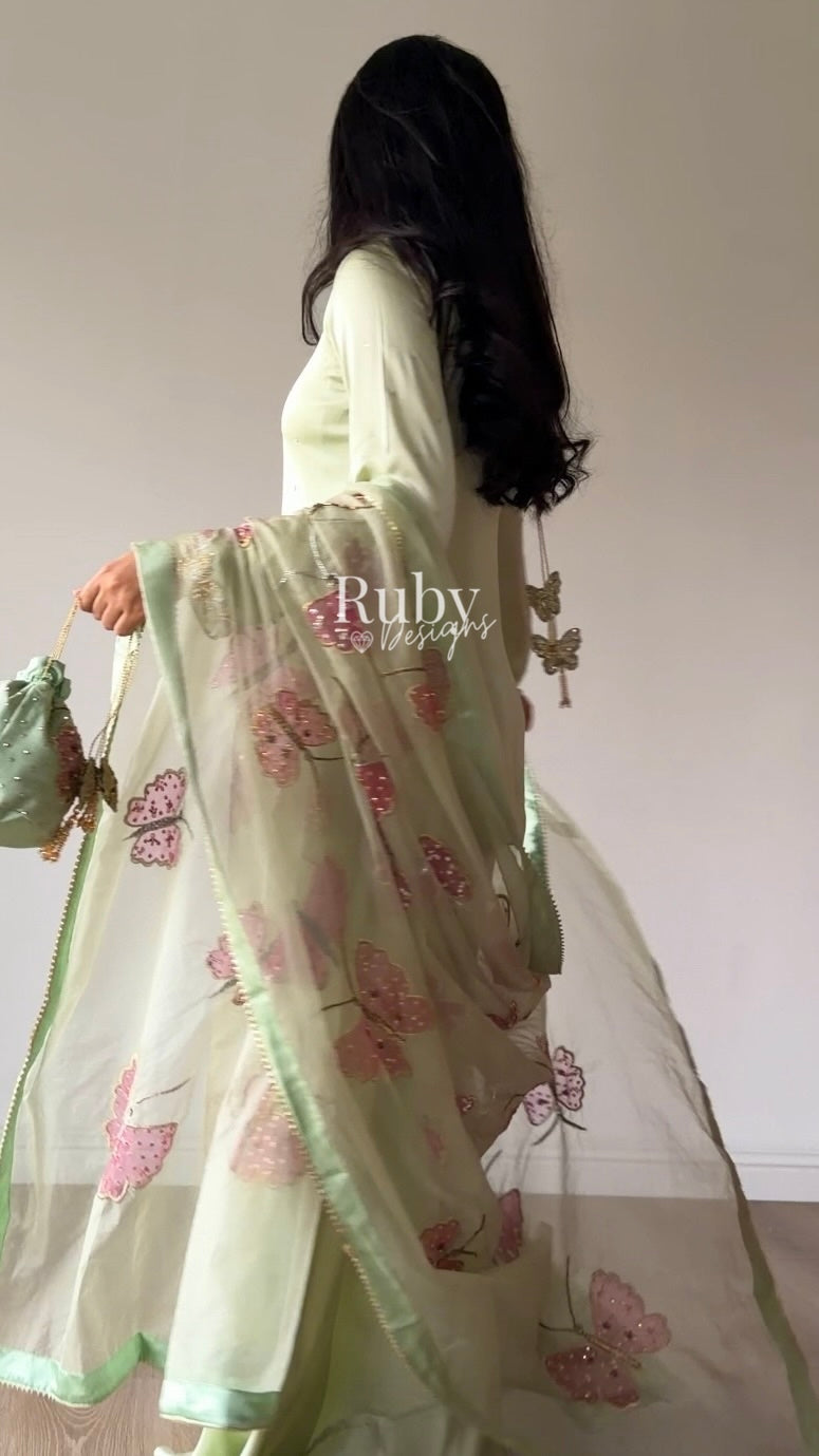 AENA Fern - 4 Piece Silk Suit with Matching Potli Bag