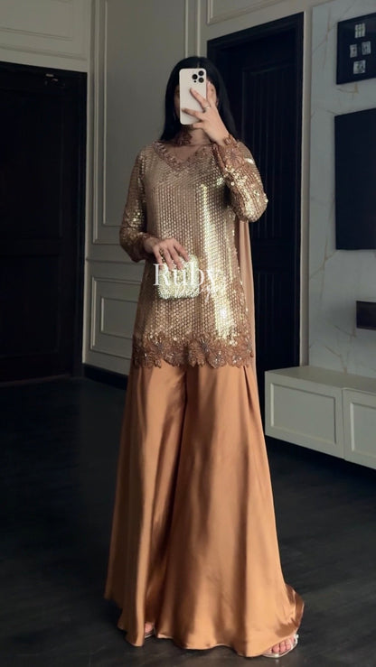 ALARA Mocha - 3 Piece Silk Suit with Choker Dupatta