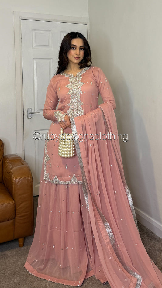 FAIZA CUSTOM COLOUR PRE-ORDER - 3 Piece Custom Suit with Sharara