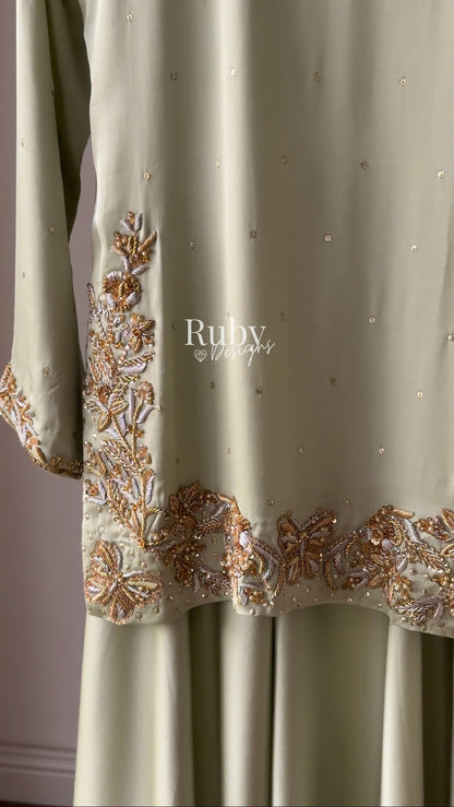 AENA Fern - 4 Piece Silk Suit with Matching Potli Bag