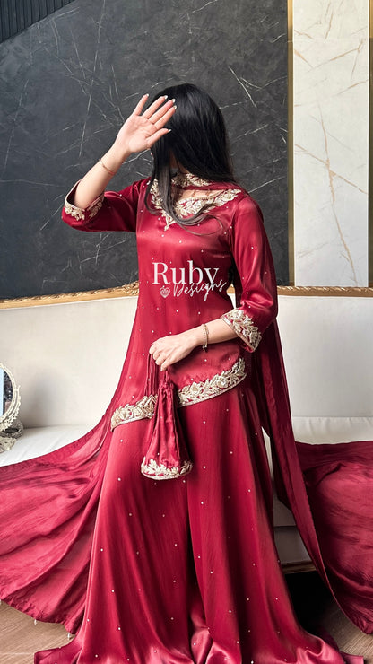 RANI Rouge - 3 Piece Luxury Silk Suit with Matching Bag