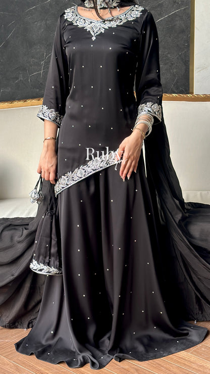 RANI Noir - 3 Piece Luxury Silk Suit with Matching Bag
