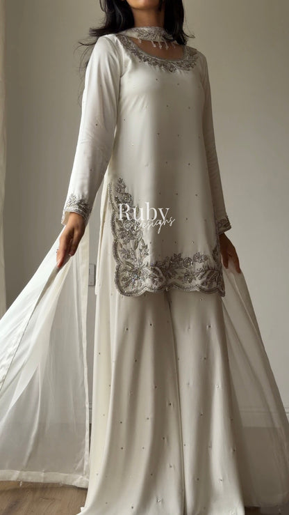 PARISA Pearl - 4 Piece Silk Suit with Matching Potli Bag