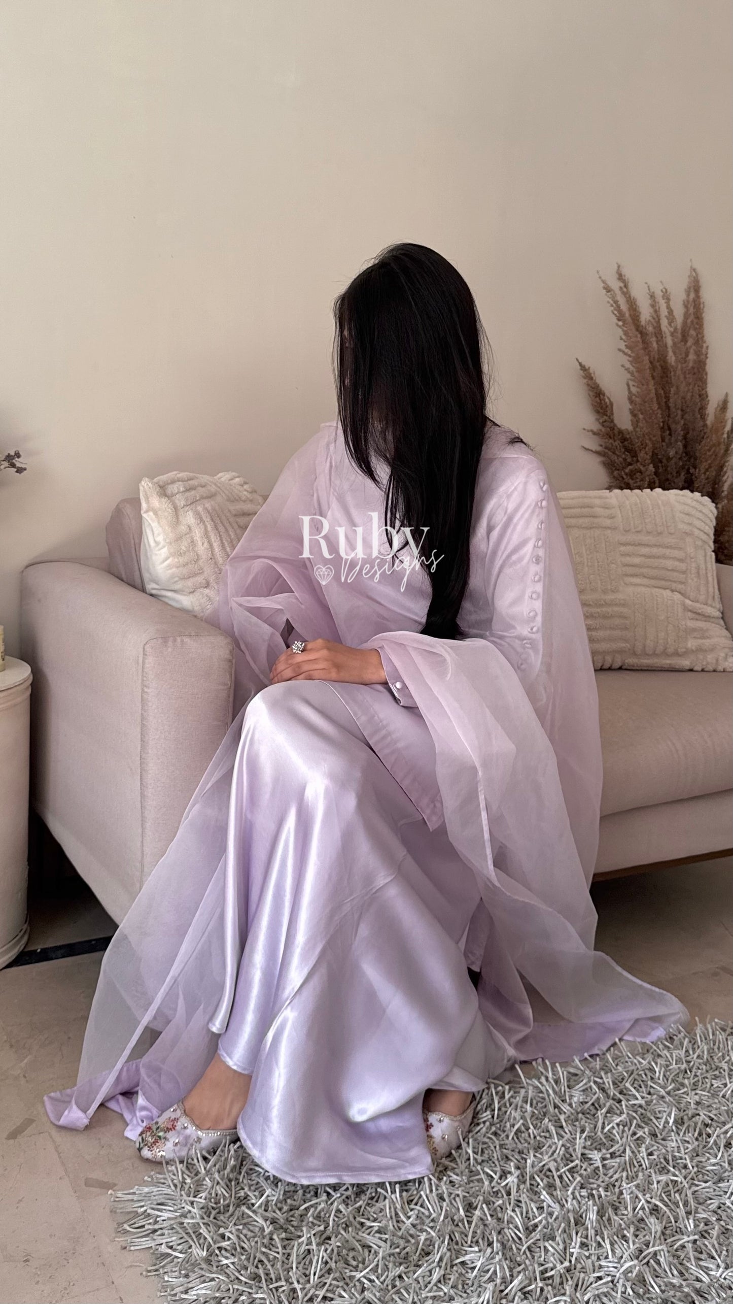 LAYA Lavender - 3 Piece Silk Suit with Flowy Trousers