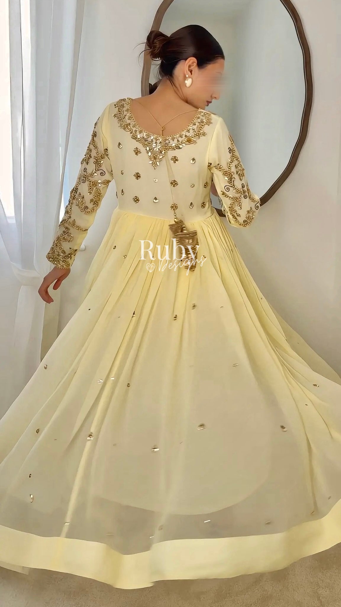 NAYRA Butter Silhouette 1 - 3 Piece Chiffon Dress with Kiran Lace Dupatta and Churidaar Trousers