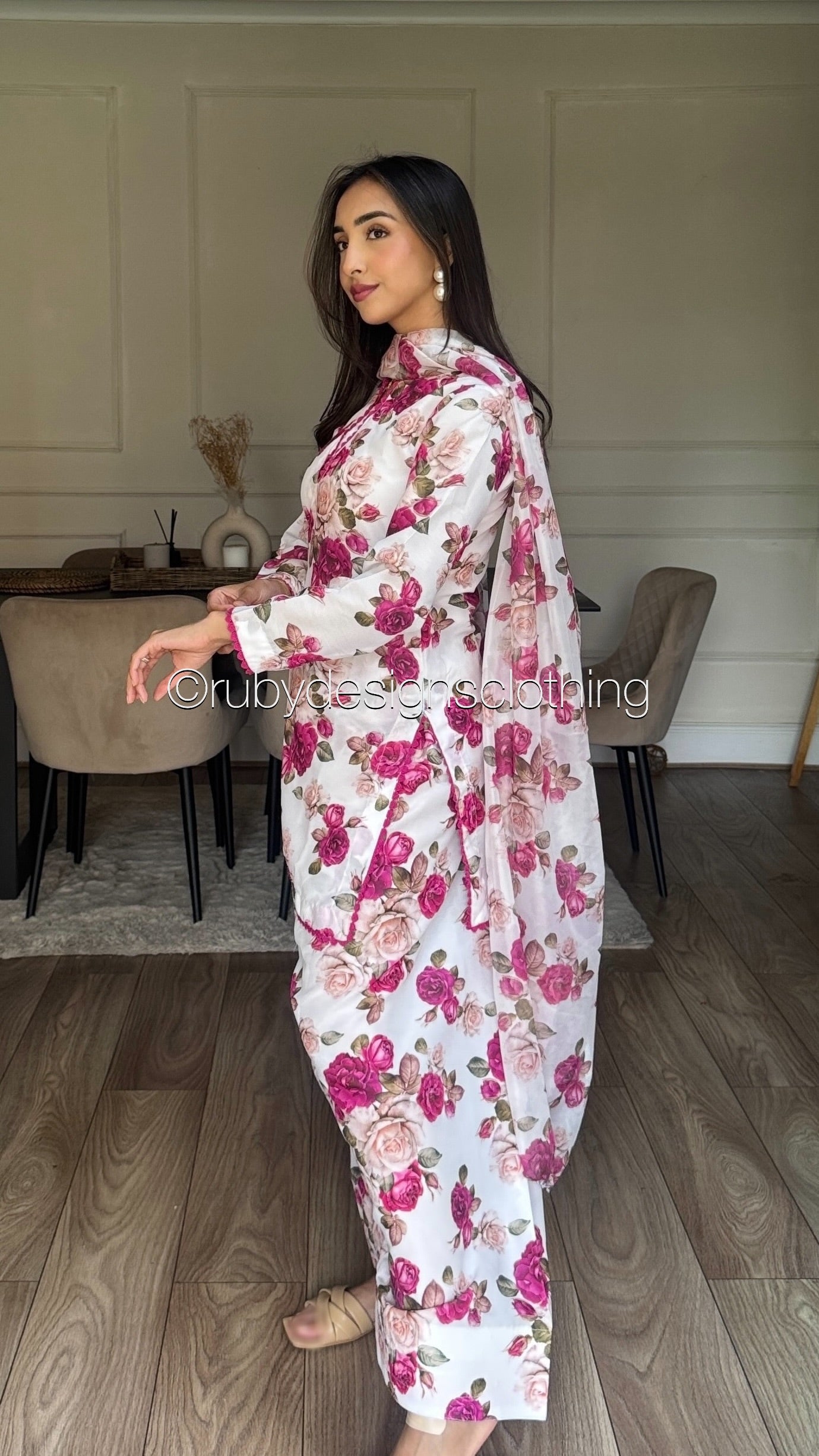Pressed Rose  - 3 Piece Swiss Lawn Suit with Silk Dupatta