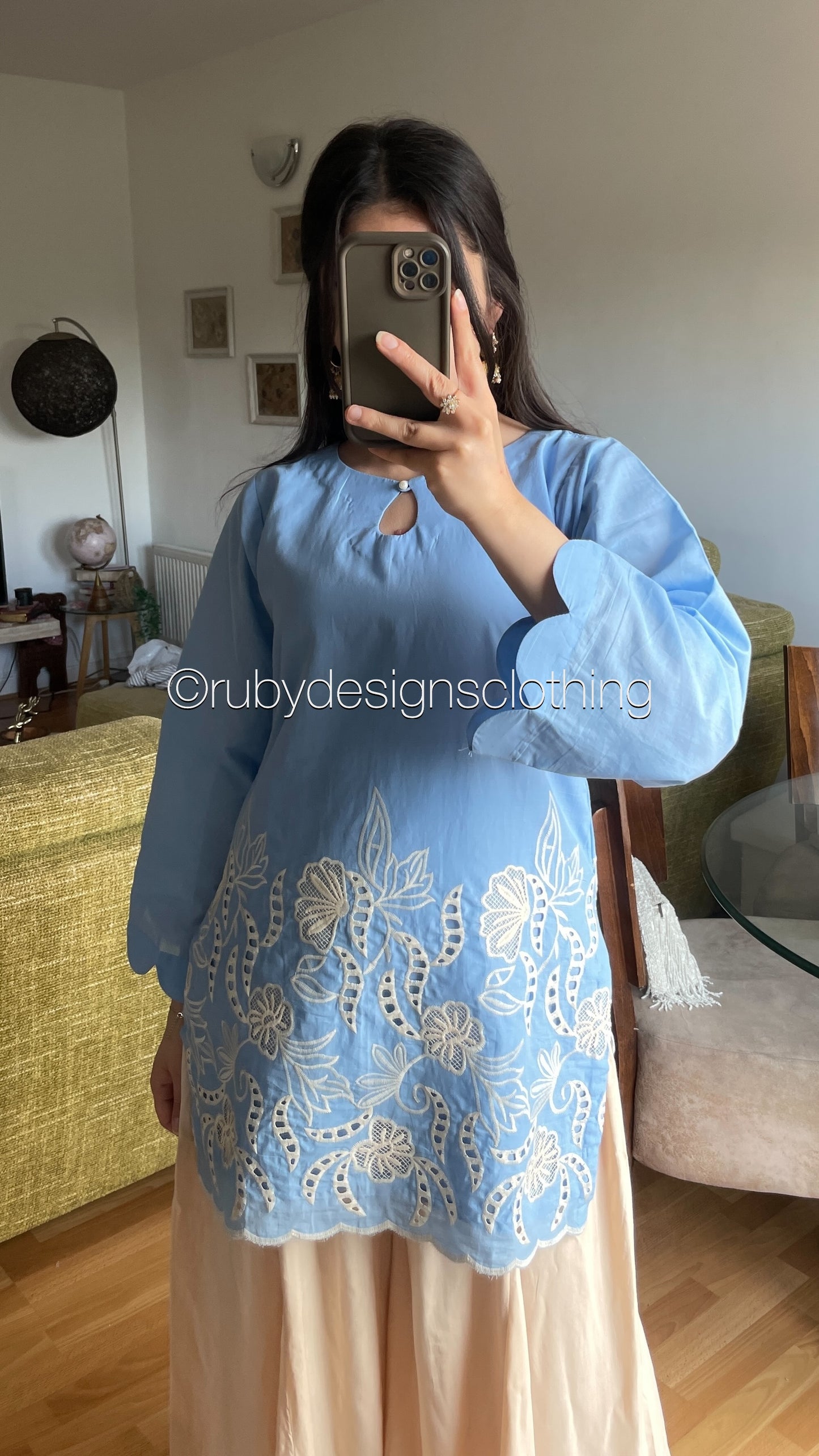 ELIA Sky - 3 Piece Swiss Lawn Suit with Flowy Wide-Leg Pants