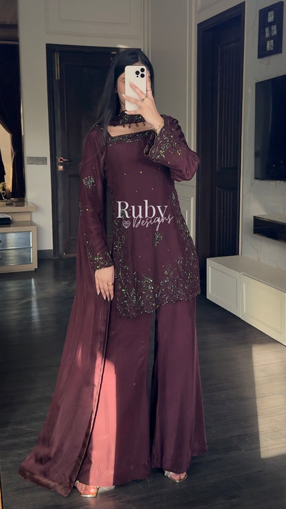 SELIN - 3 Piece Luxury Silk Suit with Flared Trouser