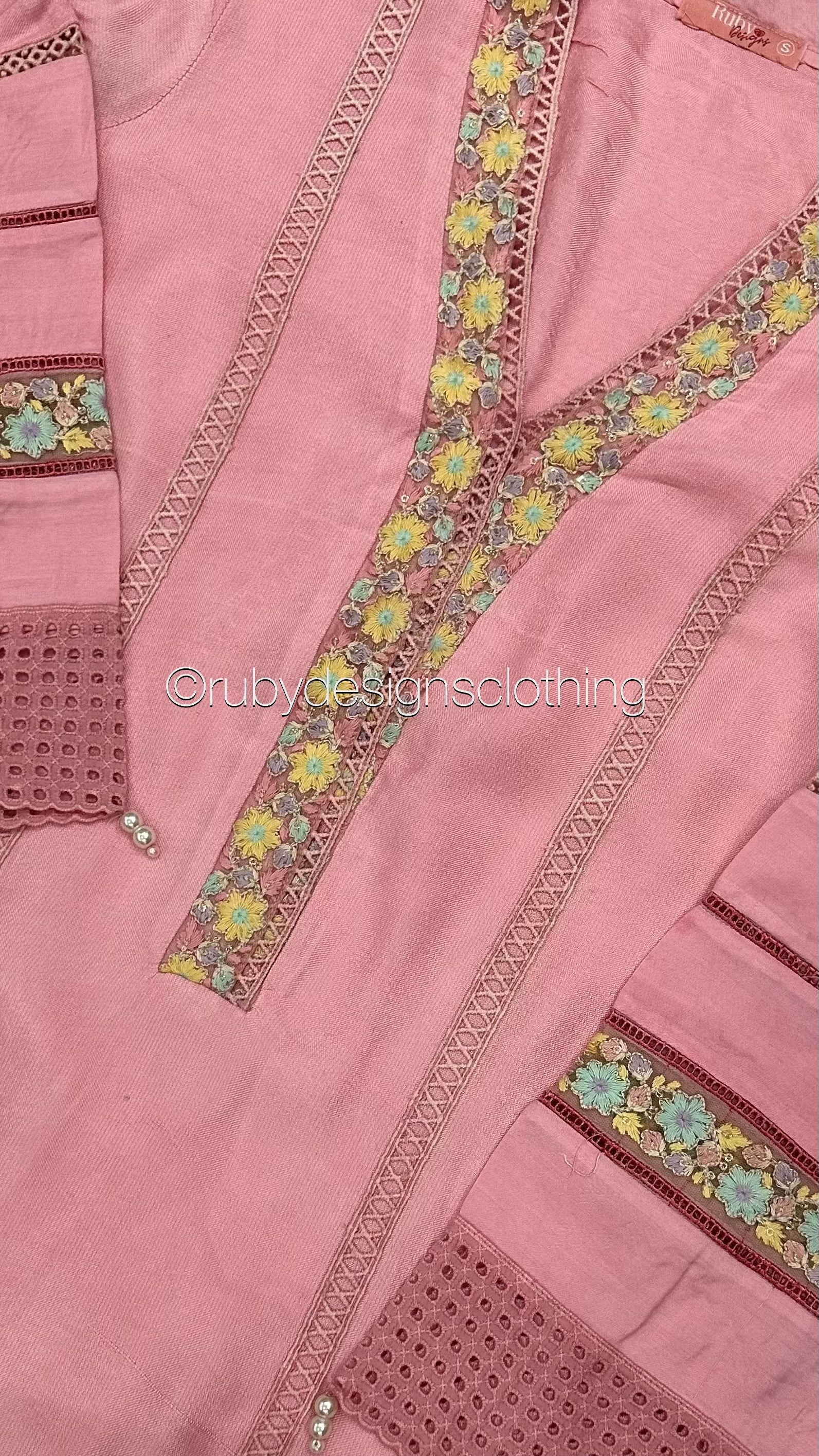 Minor Defect - NISA - 3 Piece Rose Pink Suit with Pearls (8748064735445) (8748067815637)