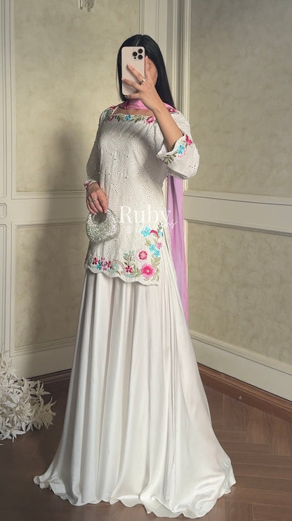ALIZEH Petal - 3 Piece Chikankari Suit with Ombré Dupatta