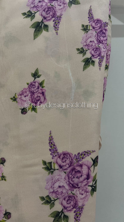 Minor Defect - BISMA - 3 Piece Lilac Floral Print Swiss Lawn Suit with Chiffon Dupatta (8748156879061)