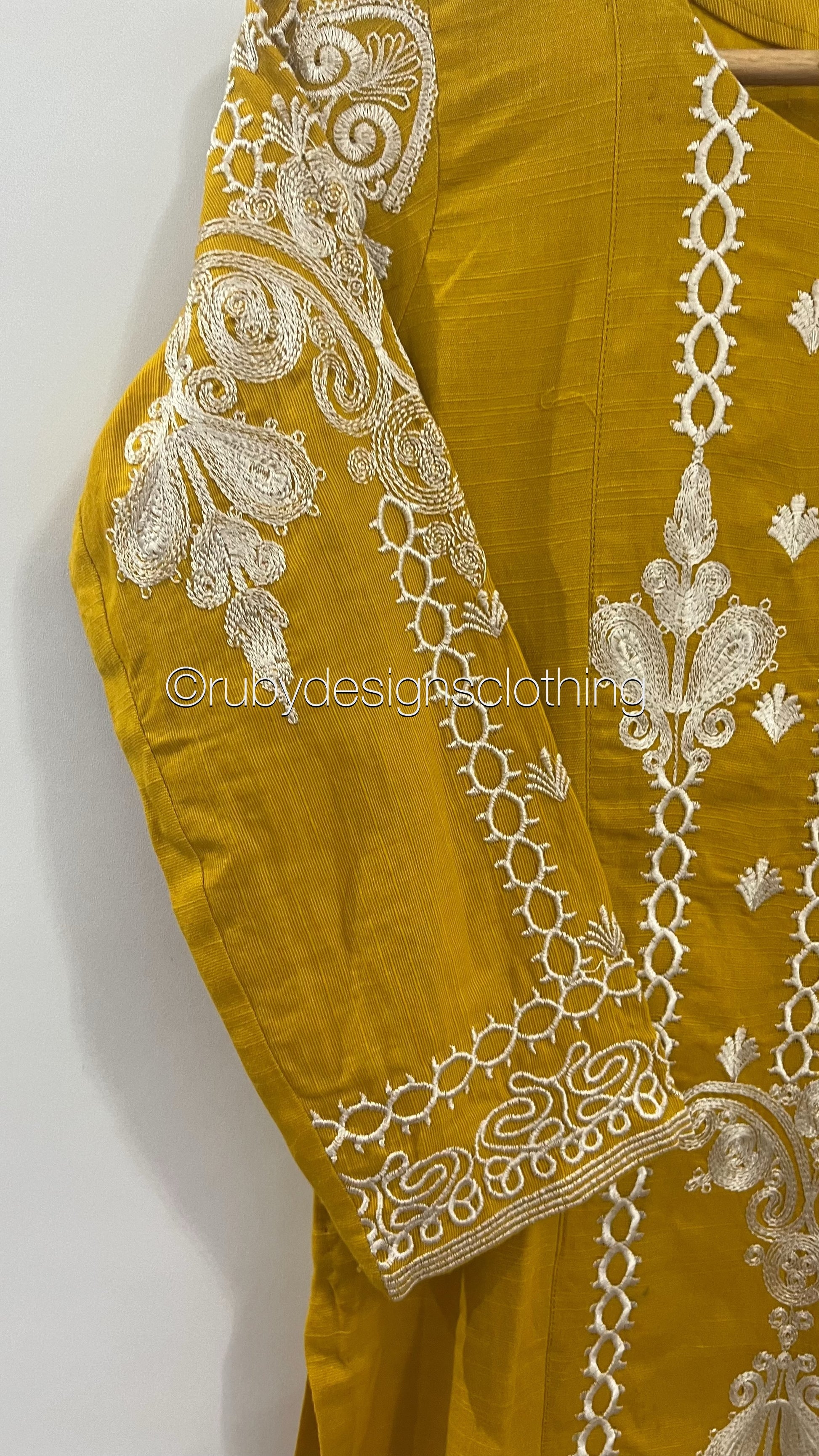 3 Piece Yellow Khaddar Suit with Shawl (8747599331541)