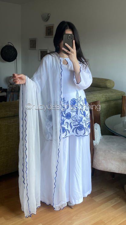 ELIA Azure - 3 Piece Swiss Lawn Suit with Flowy Wide-Leg Pants