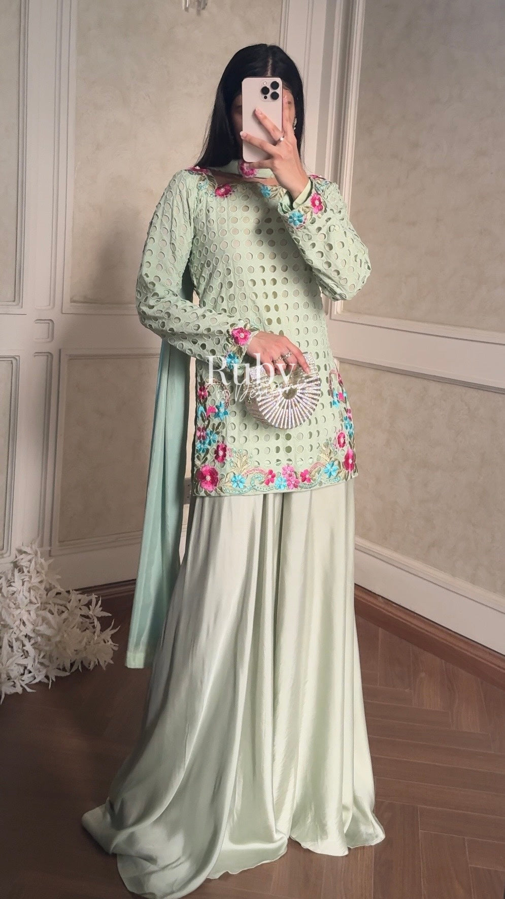 ALIZEH Sage - 3 Piece Chikankari Suit with Ombré Dupatta