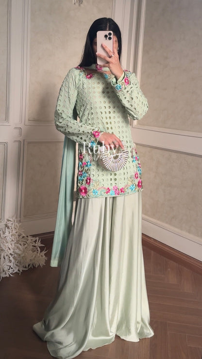 ALIZEH Sage - 3 Piece Chikankari Suit with Ombré Dupatta