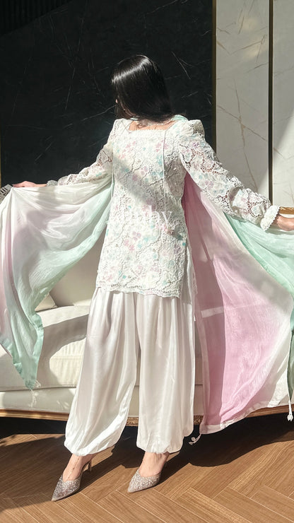 SAIRA Bloom - 3 Piece Cutwork Chikankari Suit with Balloon Trousers