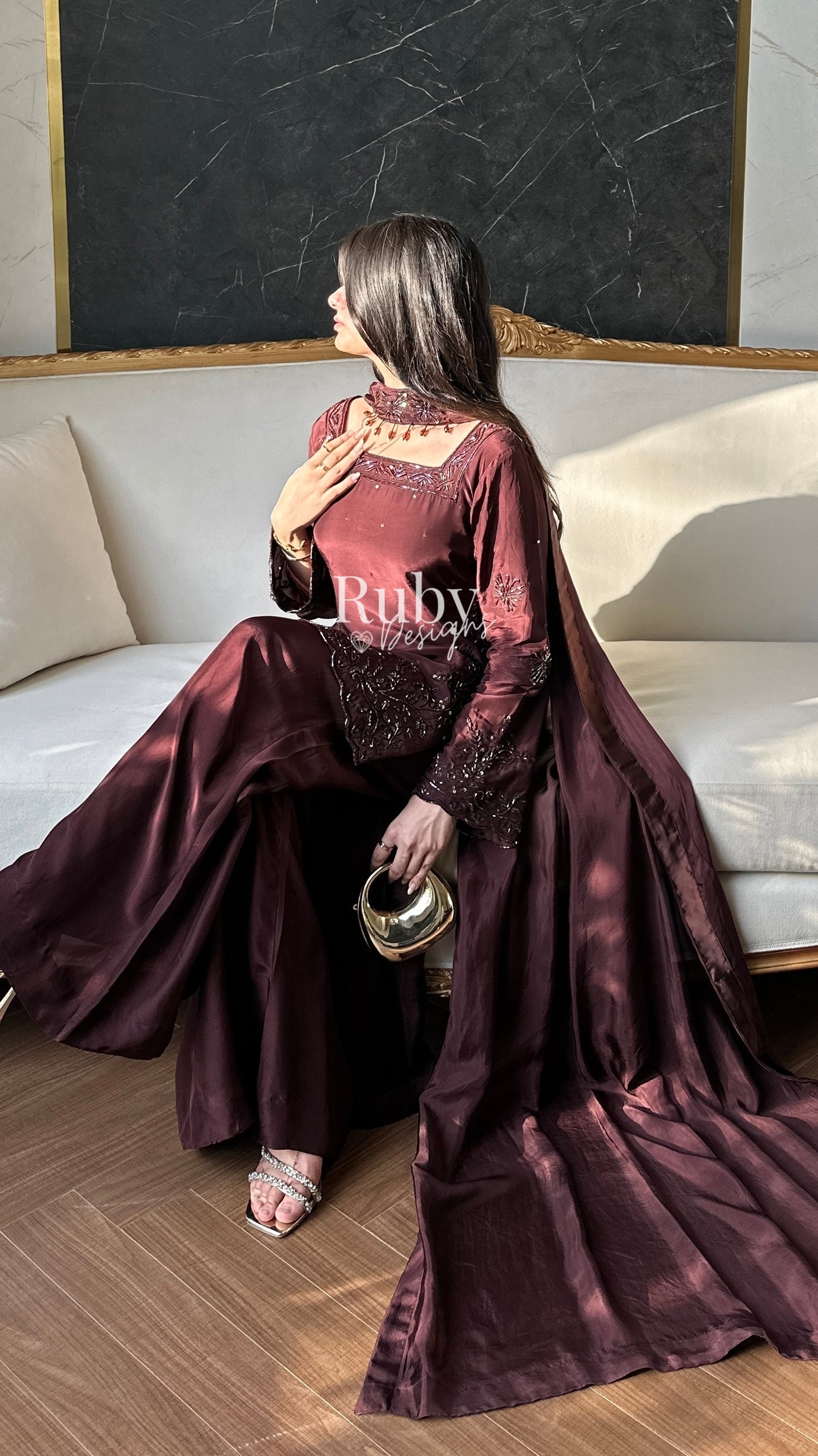 SELIN - 3 Piece Luxury Silk Suit with Flared Trouser