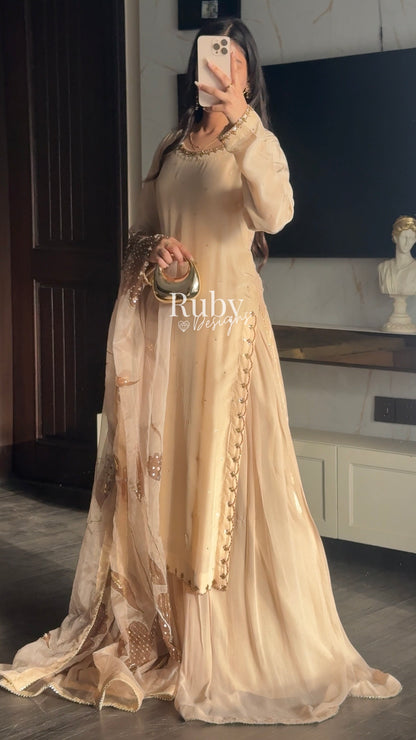 HEER - 3 Piece Silk Suit with Handpainted Dupatta