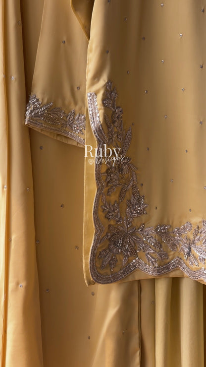 PARISA Butter - 4 Piece Silk Suit with Matching Potli Bag