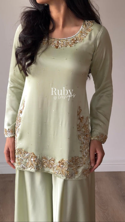 AENA Fern - 4 Piece Silk Suit with Matching Potli Bag