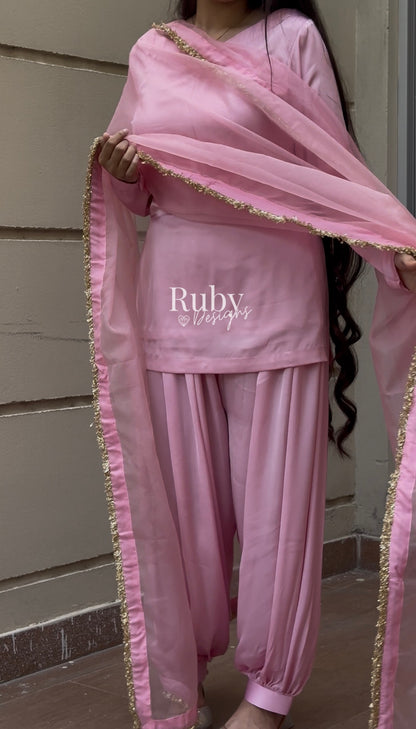 AMELLE Blush - 3 Piece Silk Suit with Balloon Pants