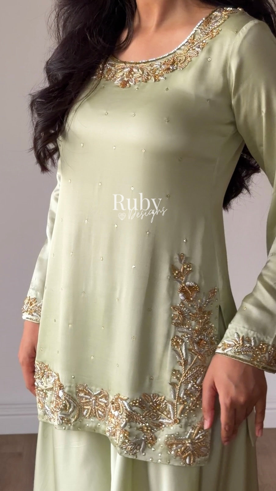 AENA Fern - 4 Piece Silk Suit with Matching Potli Bag