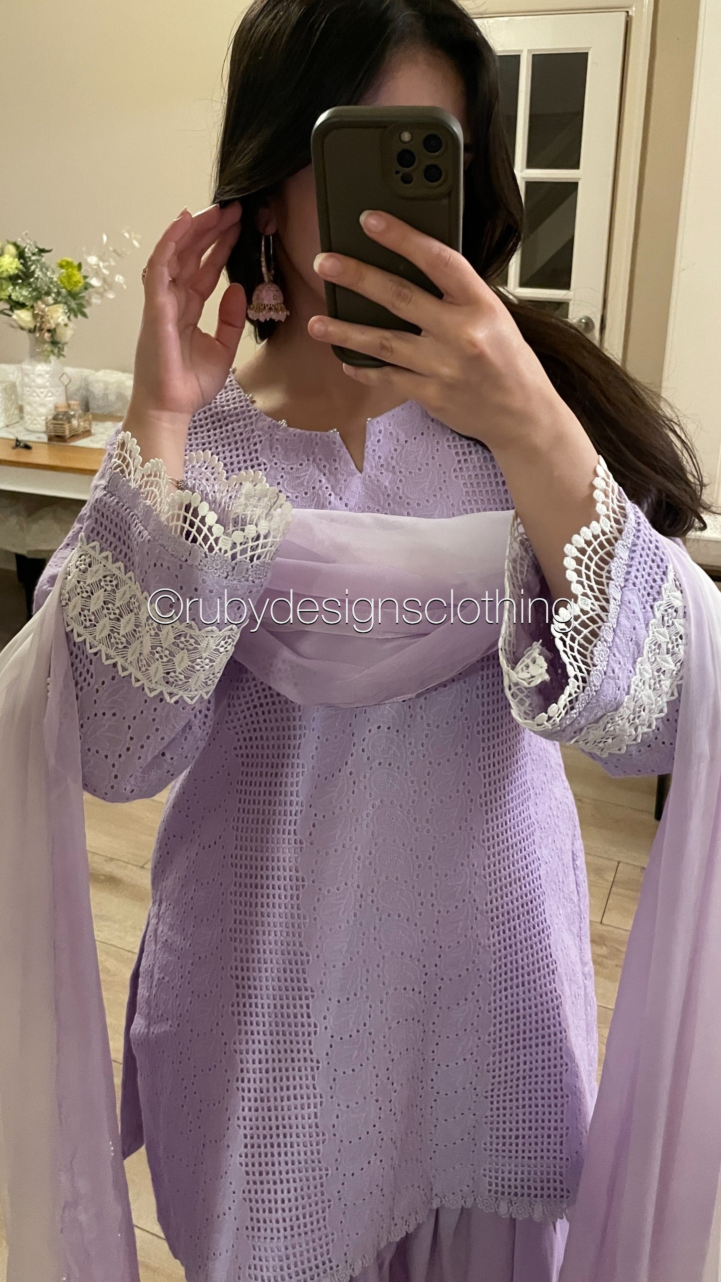 Lilac Haze - 3 Piece Chikankari Suit with Farshi Shalwar