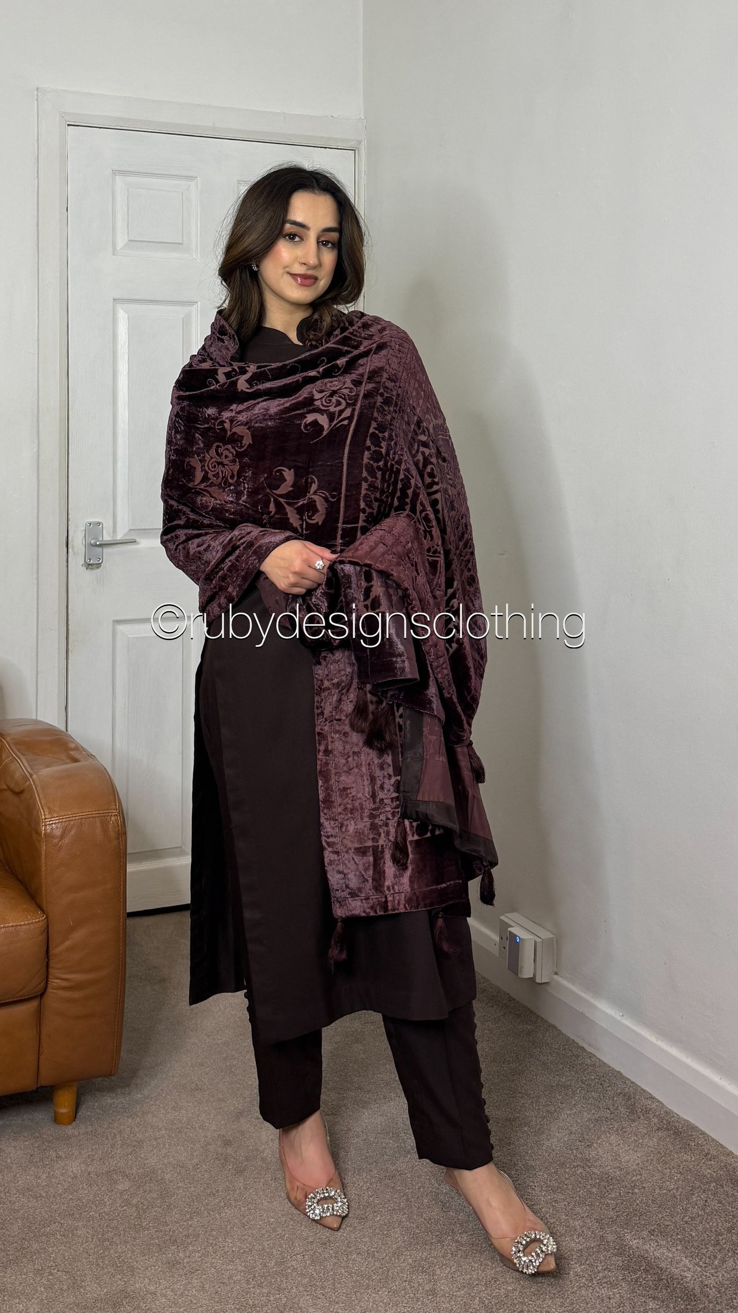 ZAILA Cocoa - 3 Piece Marina Suit with Palachi Shawl