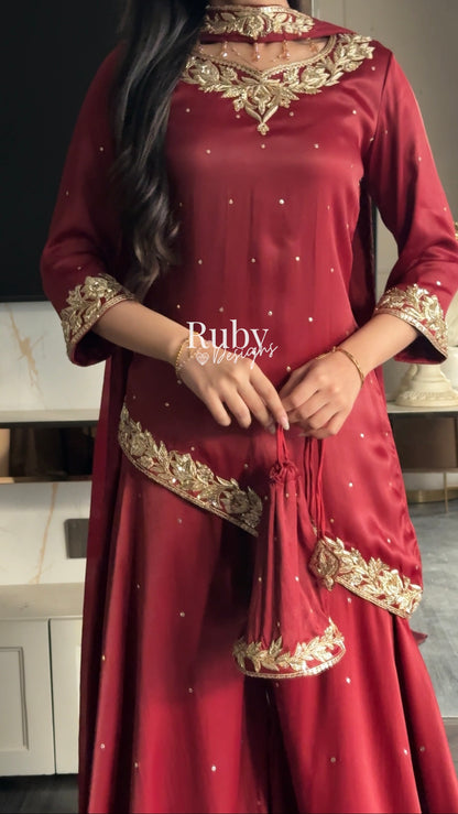 RANI Rouge - 3 Piece Luxury Silk Suit with Matching Bag